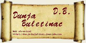 Dunja Buletinac vizit kartica